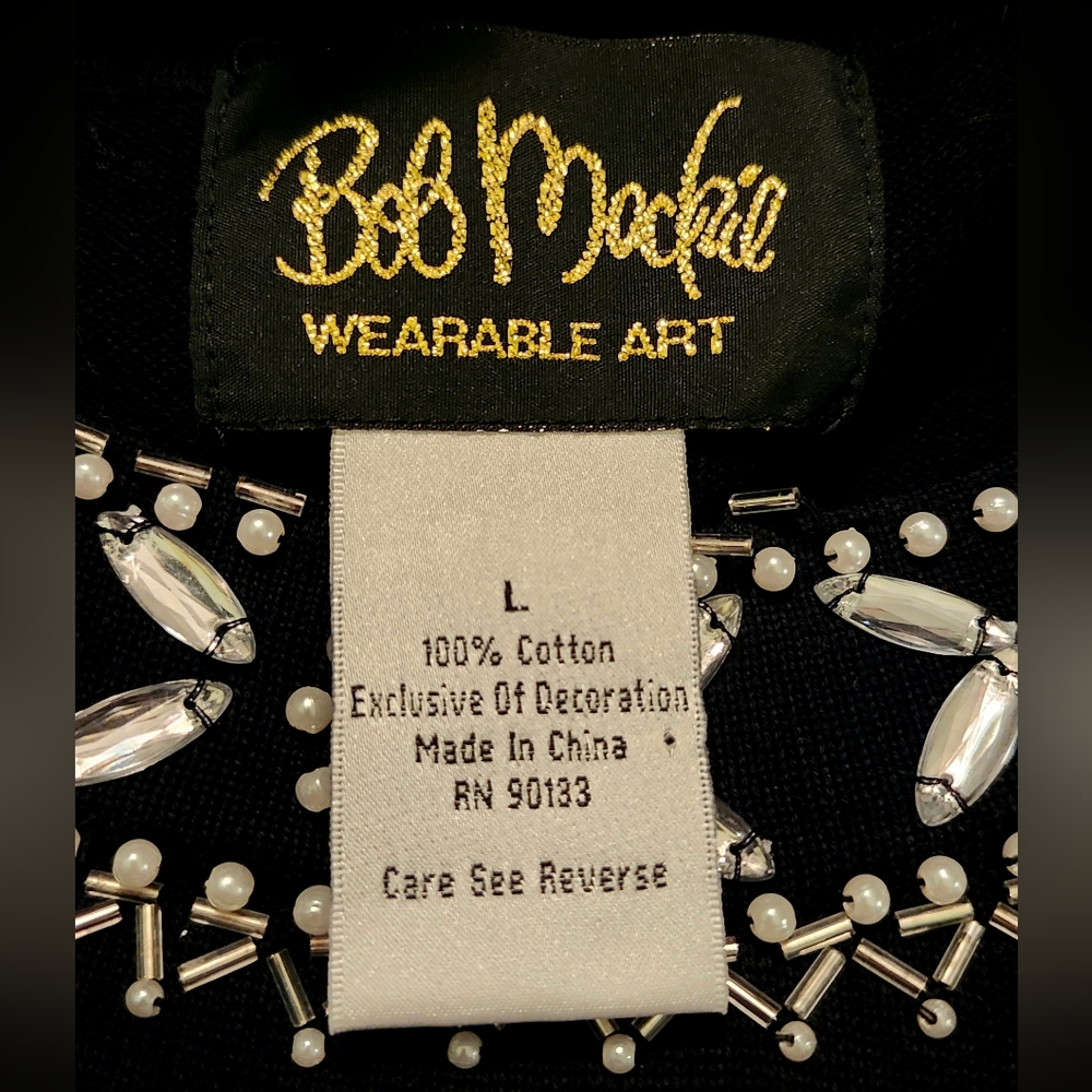 Bob Mackie Wearable Art Bling Embellished Sweater 100% Cotton - Picture 6 of 6